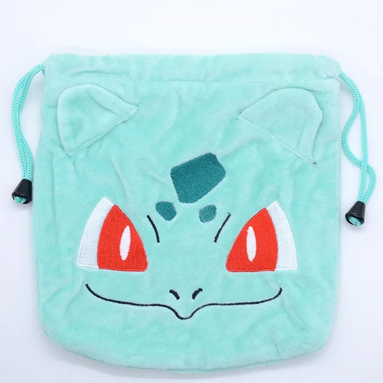 Pokemon pikachu charmander squirtle anime curto pelúcia cordão de armazenamento portátil saco cosmético moeda bolsa crianças presente aniversário