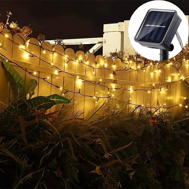 Solar Powered Green String Lights 8 Lighting Modes Waterproof Outdoor Decoration For Halloween Garden Party Holiday