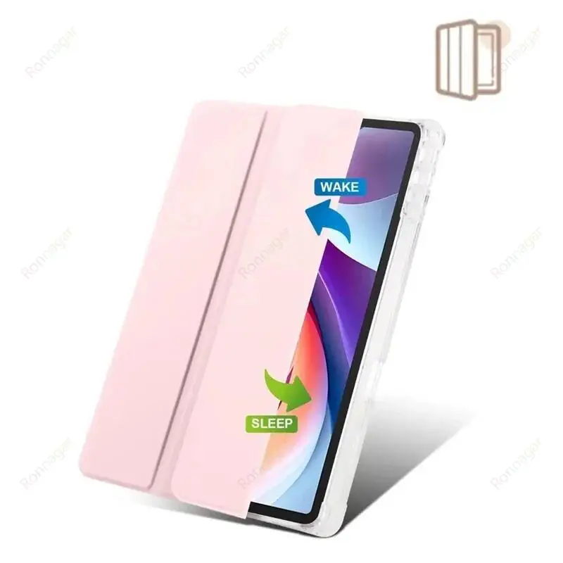 Met Potloodhouder Etui Voor Lenovo Tab M11 11 "2024 Tb330fu Slanke Tribune Drievoudige Softshell Beschermhoes Doorschijnend Achterhoesje