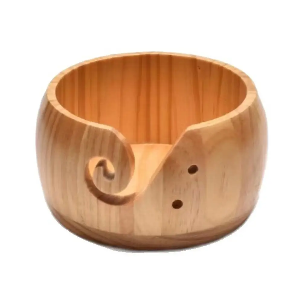 Handmade Teak Wood Yarn Storage Bowl Knitting Crochet Organizer Natural Wooden Container For Sewing Craft Accessories