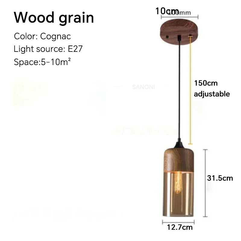 Nordic Led Glas Hanglampen Armaturen Moderne Creatieve Houten Kunst Slaapkamer Eetkamer Woonkamer Licht Hout Kleur Hanglampen
