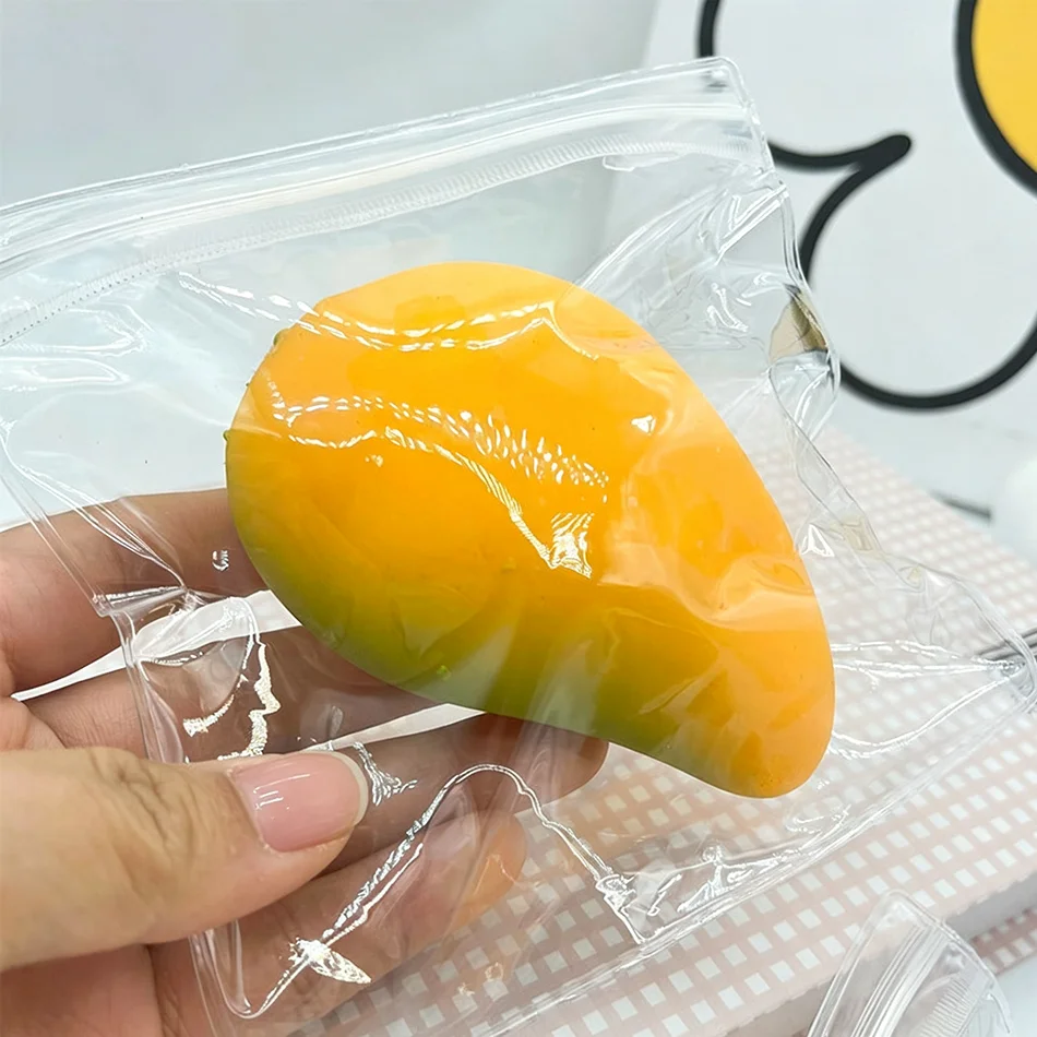 1Pcs Squishy Mango Squeeze Toy Kids Soft Pinch Fruit Pop Fidget Toys Party Entertainment Games Halloween Christmas Gift