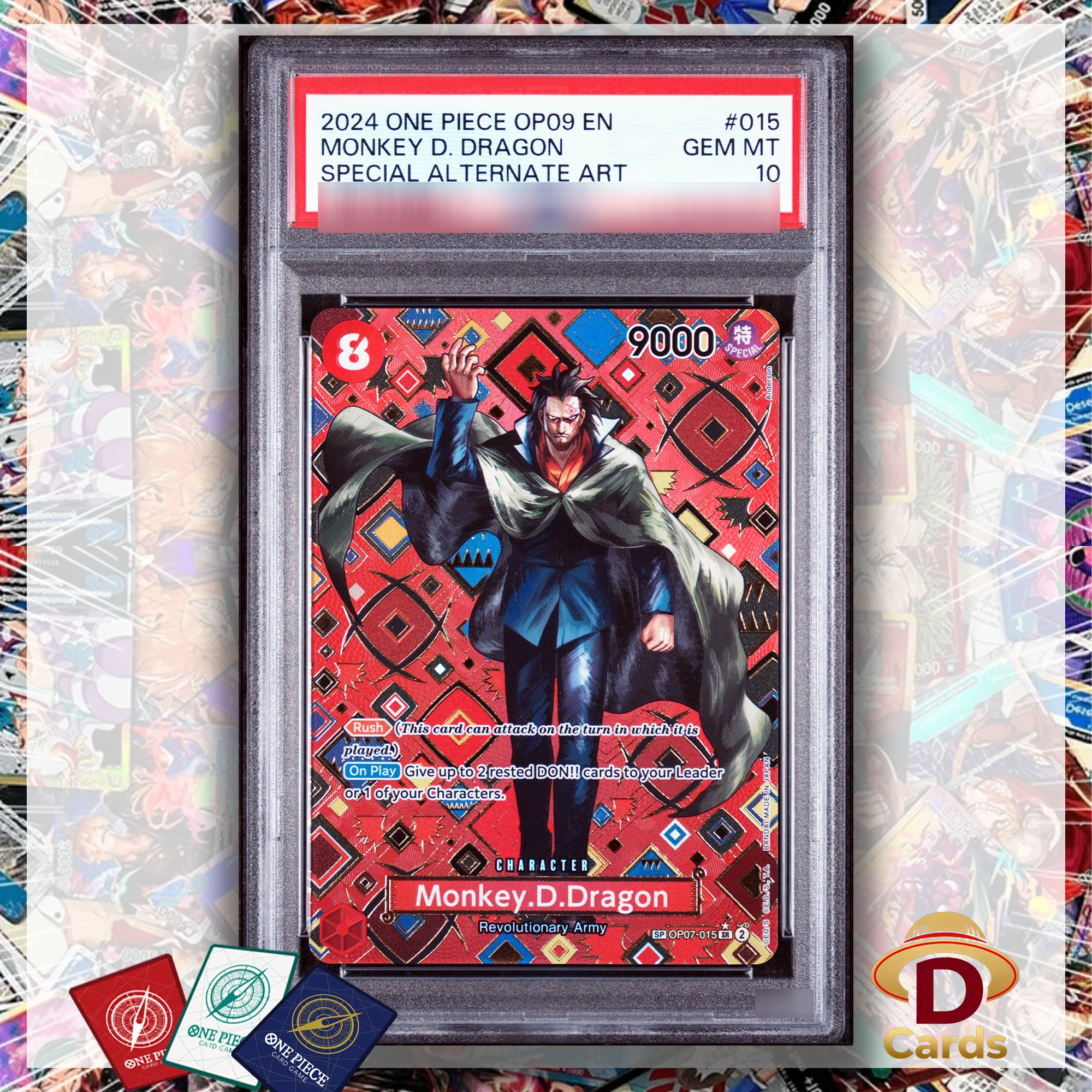 

Monkey D. Dragon OP07-015 One Piece Card Character Special Art Series P/S/A10 GEM MT 10 Card Game Anime Proxy Foil Cards