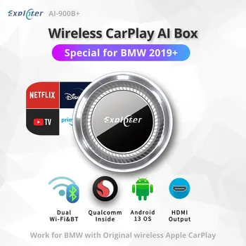 애플파이 AI 박스 BMW용 무선 카플레이 시스템, 안드로이드 13, 8GB RAM, 128GB ROM, 듀얼 와이파이, 지지대 4G 심카드, HDMI 출력 