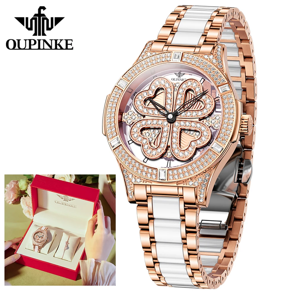 Jewelry Diamond Watches - OUPINKE Woman Watch Diamond Dial Swiss