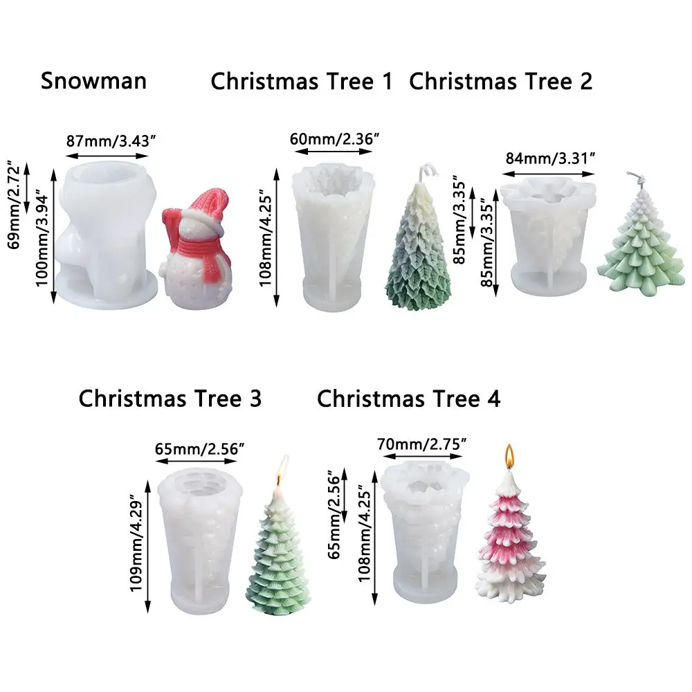 ตกแต่งบ้านเทียนทํา Snowman Xmas เครื่องประดับแม่พิมพ์ซิลิโคนเรซินแม่พิมพ์ต้นคริสต์มาสเทียนแม่พิมพ์