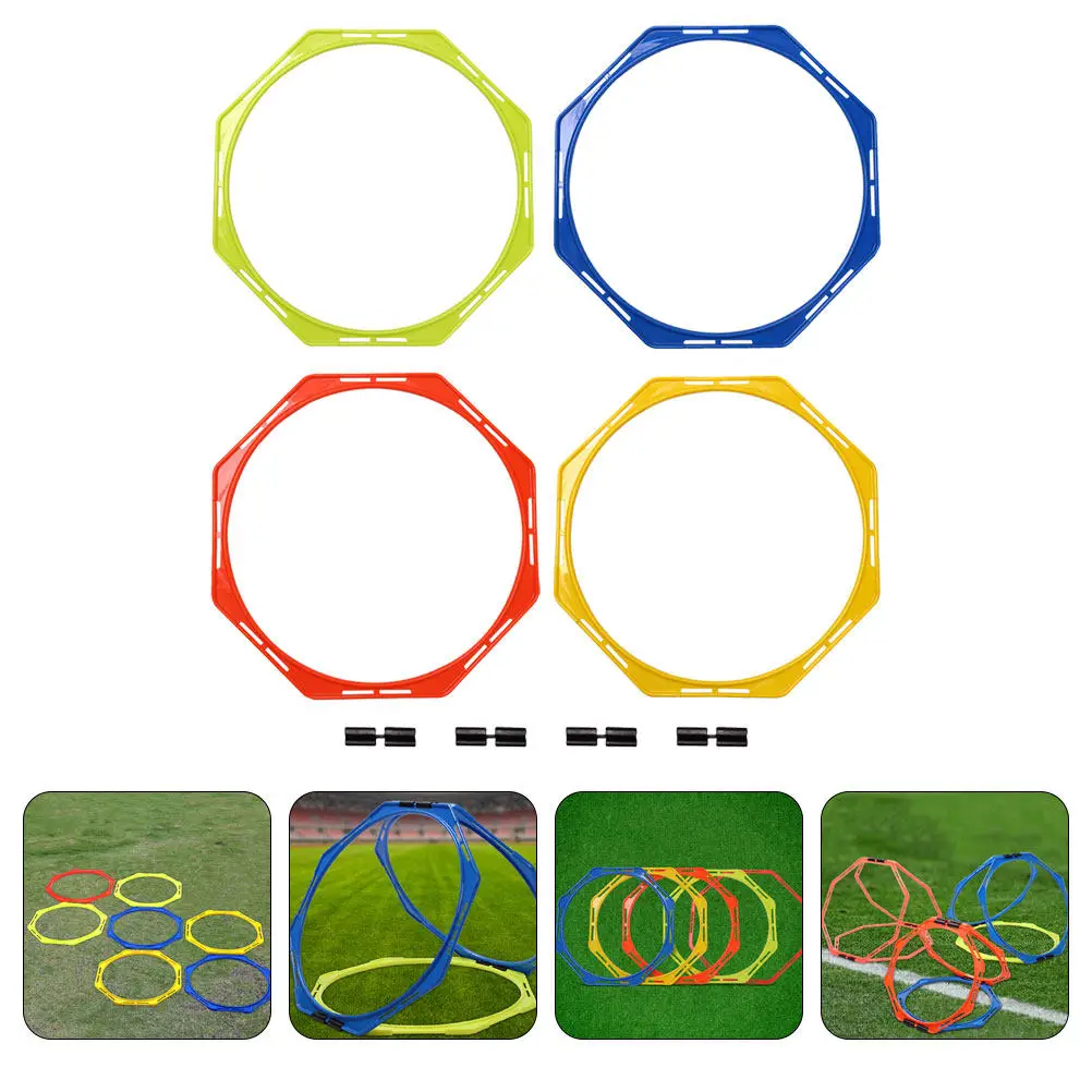 4Pcs Agility Rings for Football Training Bright Color Design Superior Visual Acuity Multi-Function Speeds Exercising Tools