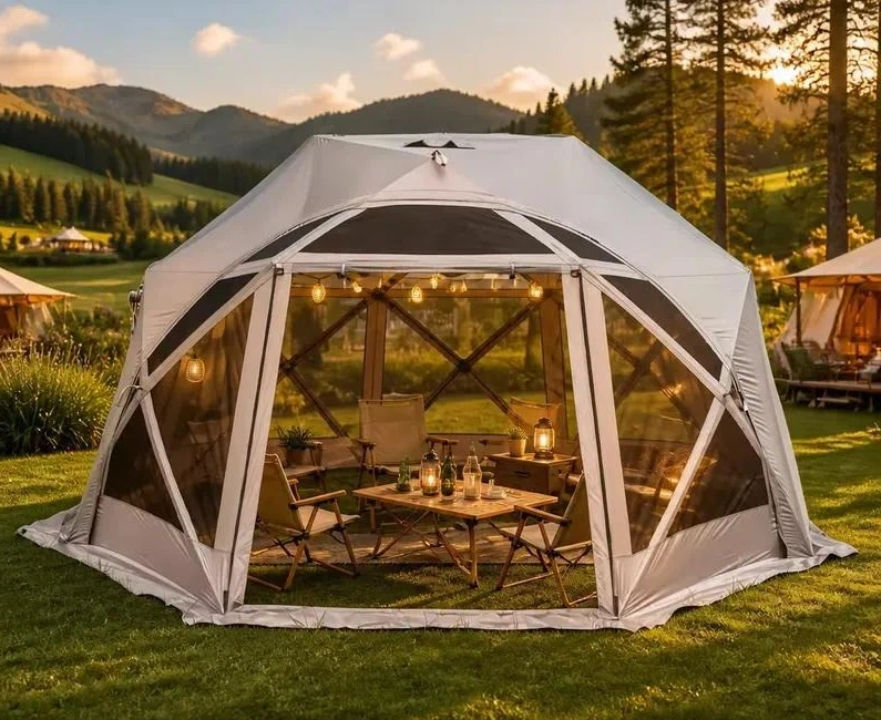 Fully Automatic Folding Spherical Tent, Double Layer Oxford Cloth Family Camping Tent, Mosquito Proof Sun Protection Waterproof