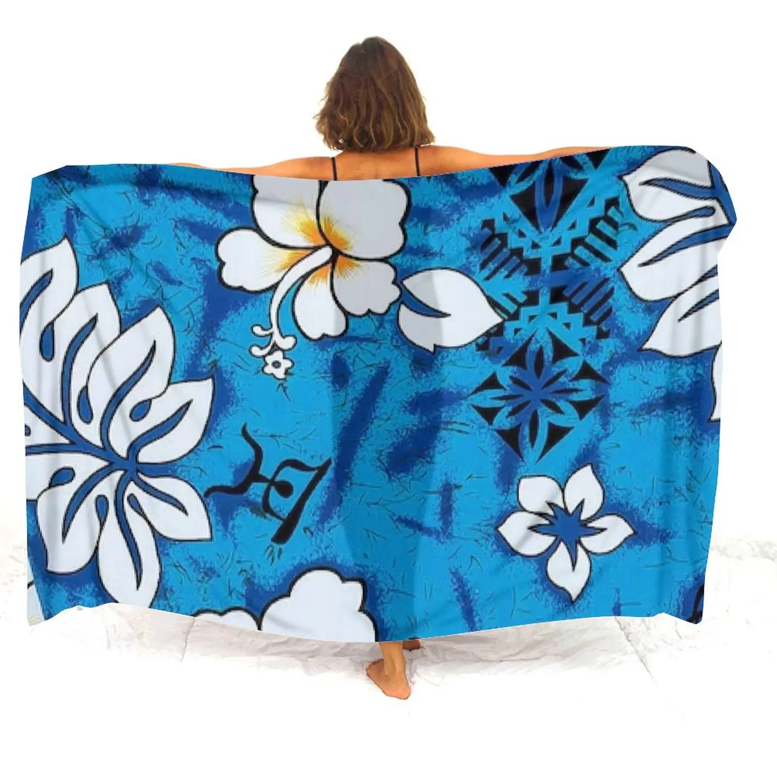 กระโปรงผ้าซารองลายดอกไม้ สไตล์โพลินีเซียน ลายปรับแต่งได้ ผ้าคลุมไหล่ซารอง ผ้าซารองสำหรับสวมทับ กระโปรงผ้าซารอง