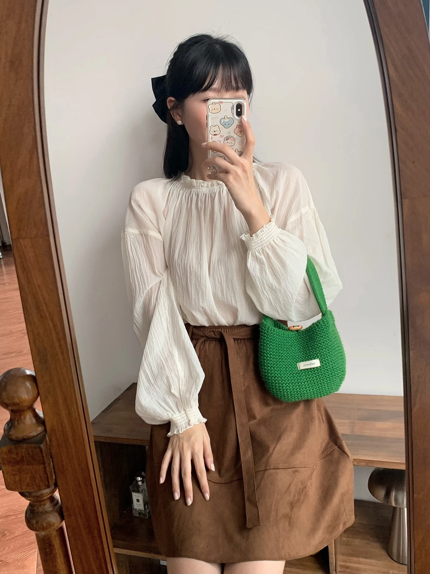 

2025 New Pure Cotton Lace Collar Long Sve Bloomer irt Women Loose Versatile Sweet Cute Base Top Breathable Thin Cotton L...