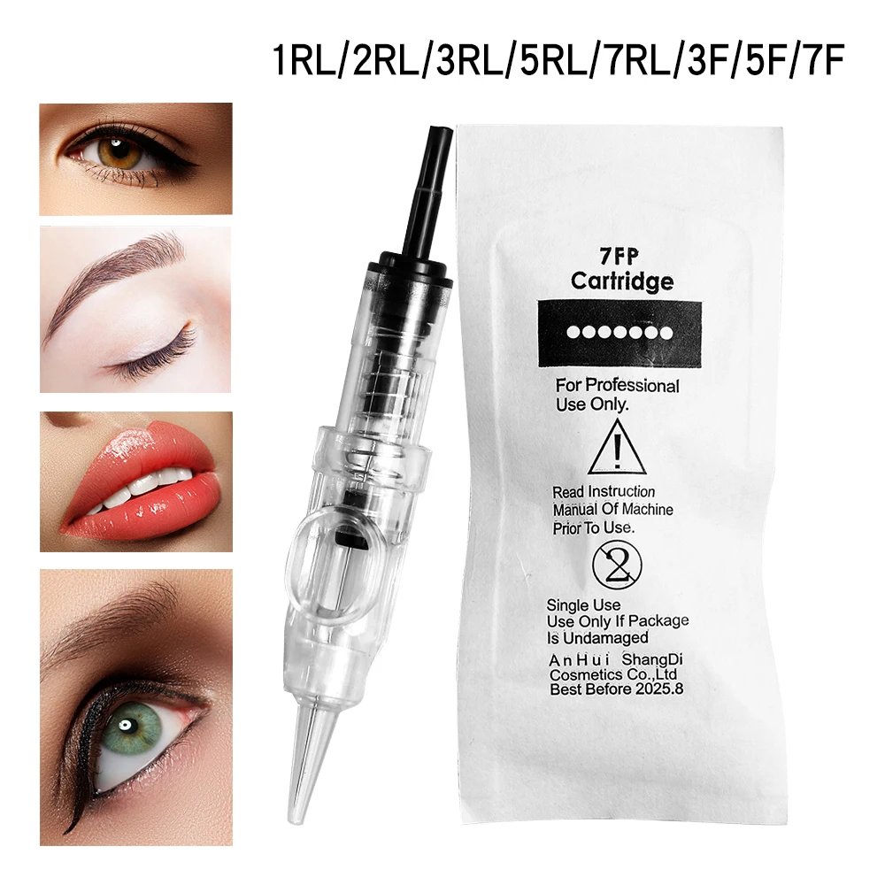 10/20/50/100 قطعة المتاح خرطوشة الوشم المعقمة الإبر آلة الوشم الشفاه 1RL/2RL/3RL/5RL/7RL/3FP لقلم تجميل دائم