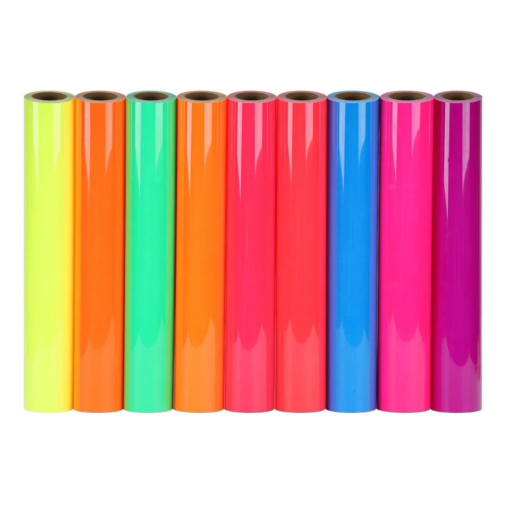 HTV heat transfer vinyl roll, 30.48cm x 2.74m fluorescent ironing vinyl suitable for T-shirts, elastic PU HTV vinyl suitable for