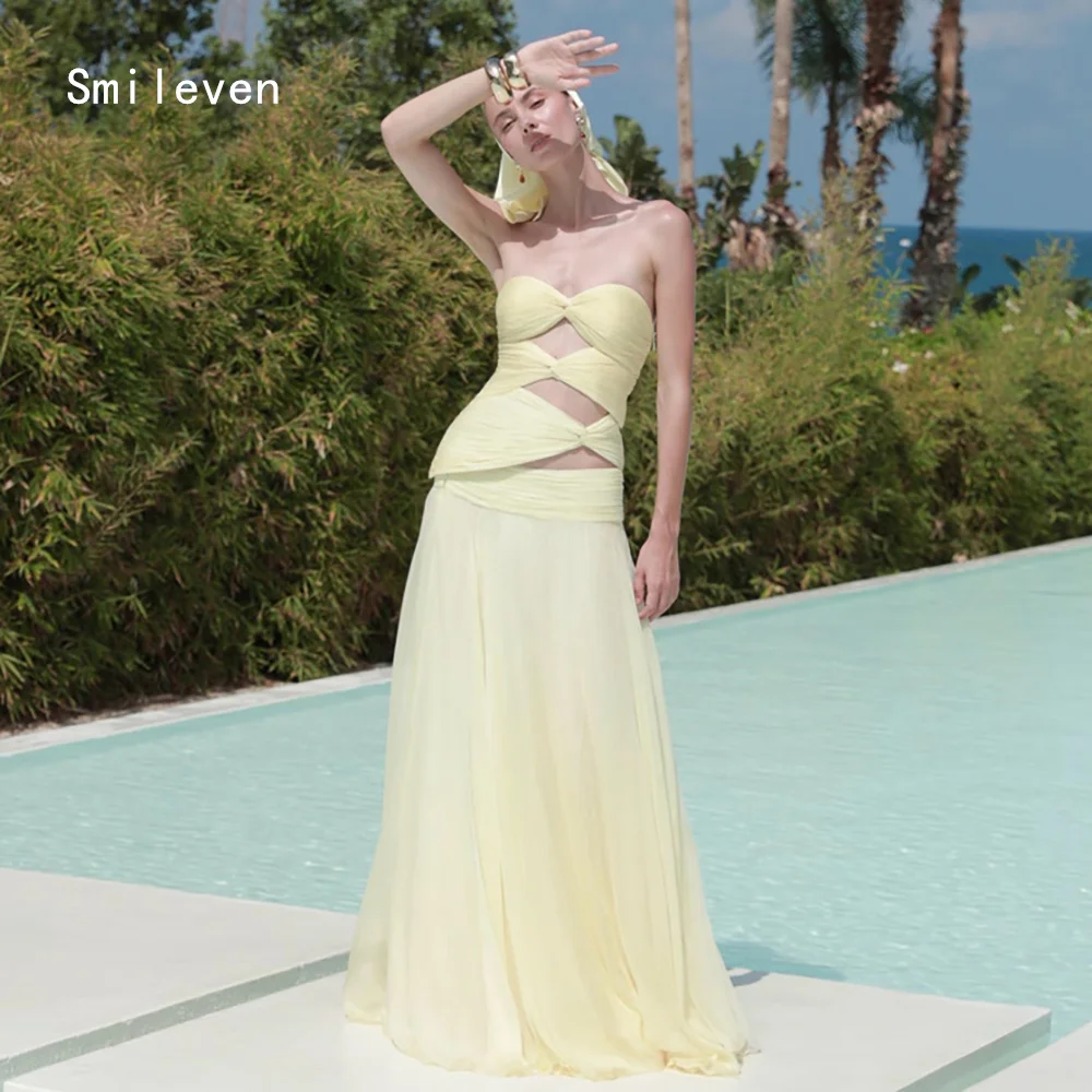 Smileven Luxury Elegant A Line Evening Dress Sweetheart Formal Prom Dresses Pleat Layered Chifforn Party Gowns Customized 2026