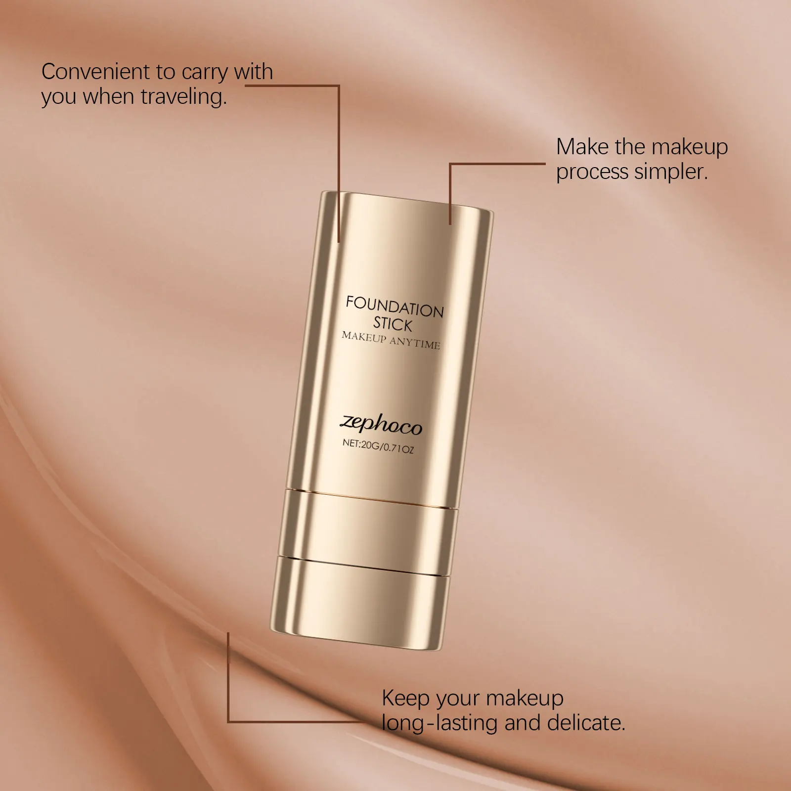 Stick per fondotinta 2 in 1 Stick per fondotinta con pennello Fondotinta multiuso a doppia testa Bastoncini per trucco Vestibilità lunga Finitura naturale