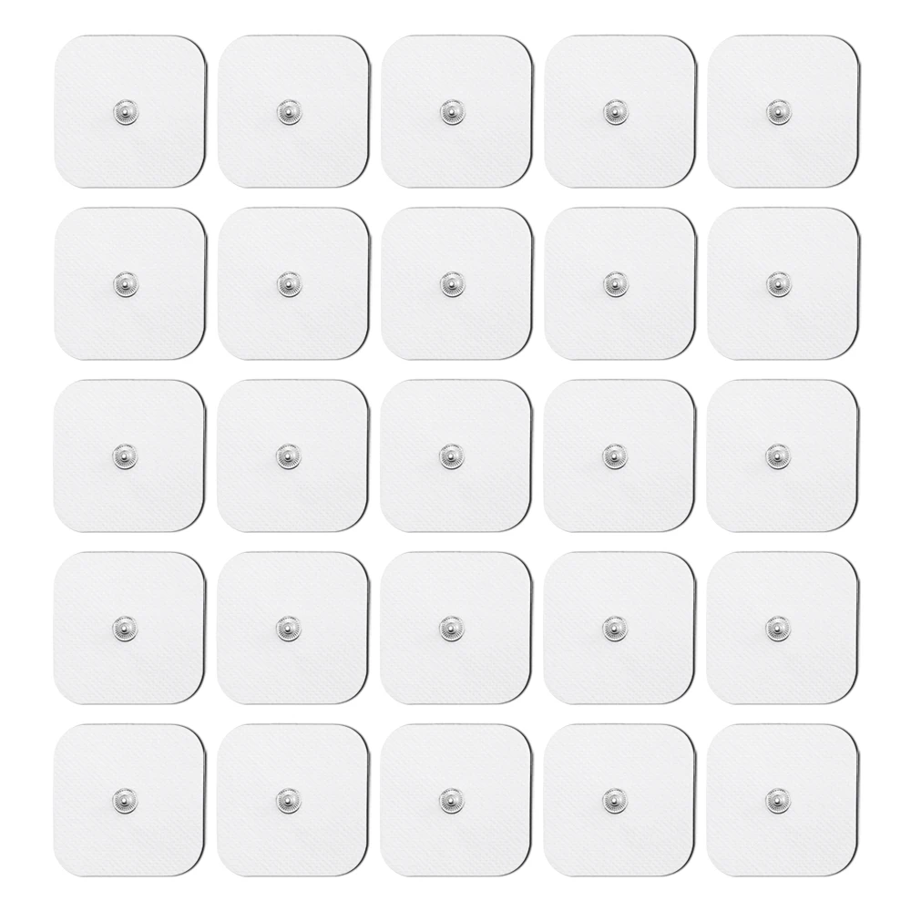 

10/20/30/50/100pcs Electrode Pads EMS Muscle Stimulator Reusable Replacement Electrodes Use 3.5 mm Snap-on Connector 5x5cm Patch