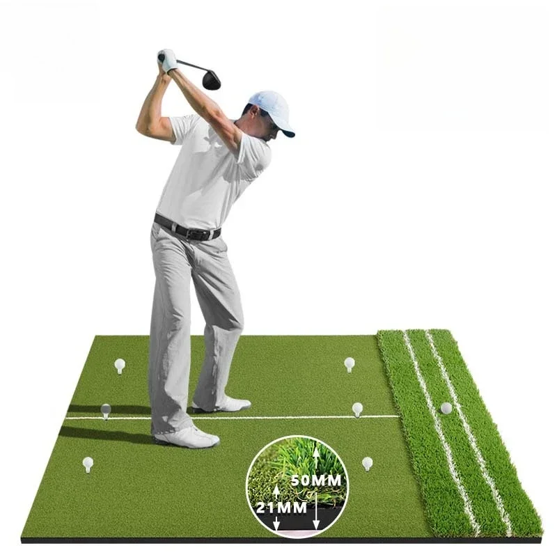 

Golf mat Swing practice batting mat, double white line double grass auxiliary golf batting mat