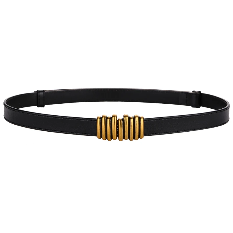 Fashion Echtes Leder Schlanke Taille Gold Schnalle Einstellbare Frauen Gürtel Wilde Dünne Kleid Jeans Dekorative Riemen Bündchen – Detail 13
