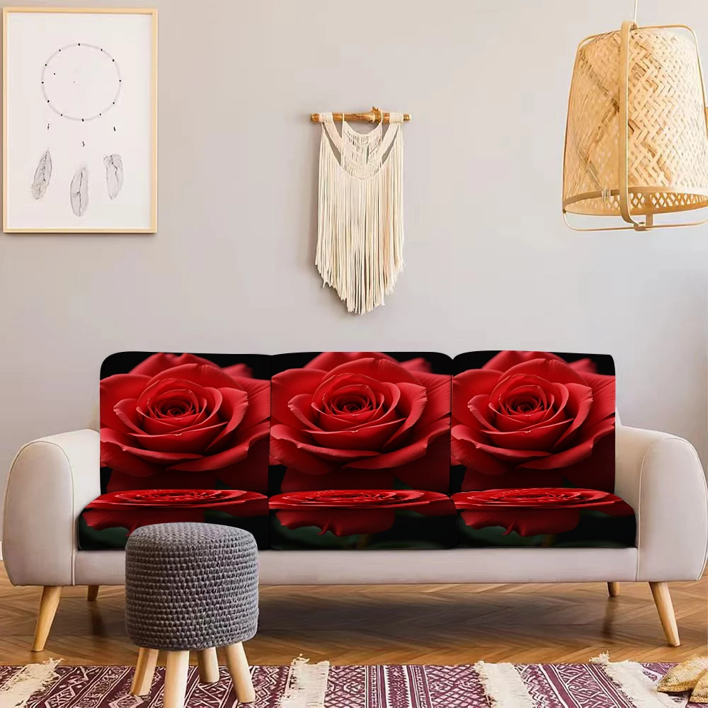 Summer Outdoor Sofa Cover with Red Rose Print, Milk Silk Fabric, Pet - Friendly, Machine - Washable, Non