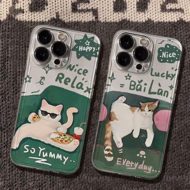

Cute Lucky Cat Everyday Phone Case For iPhone 16 15 14 Plus 13 16 17 12 11 14 Pro MAX 17 Air 16E Funny Lazy Cat Nice Clear Cover