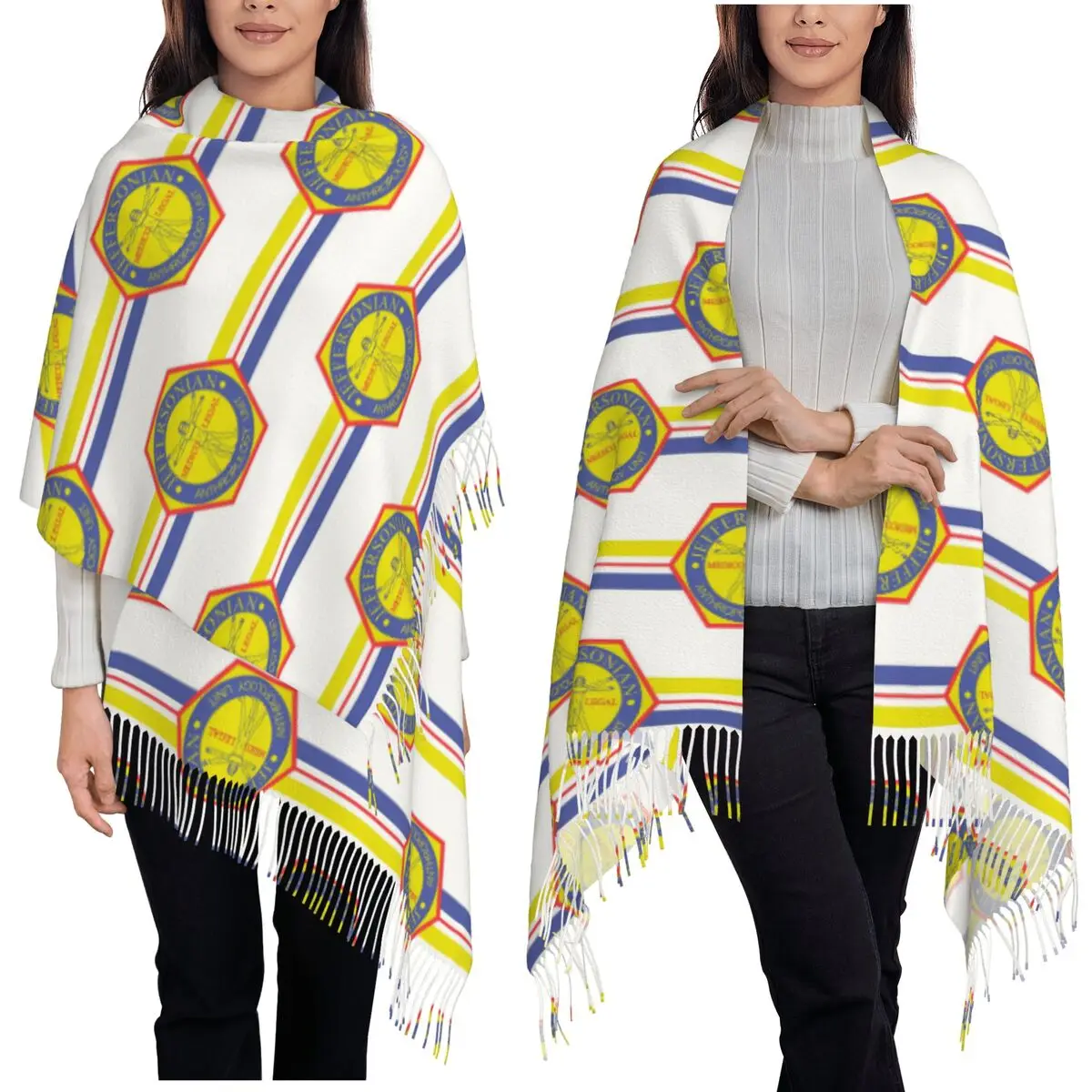 BONES Jeffersonian Institute Scarf Tassel Scarves Women Soft Warm Shawls and Wraps Large Fall Winter Shawl Wrap
