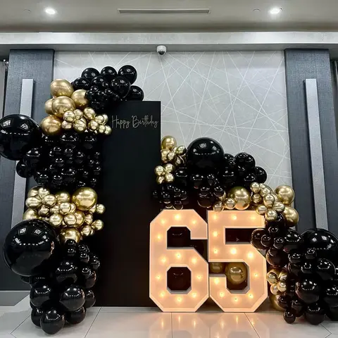 65th Black Theme Balloons Garland Arch Black Gold Balloon Kit Graduation Baby Shower Wedding Birthday Party Decoration Globos