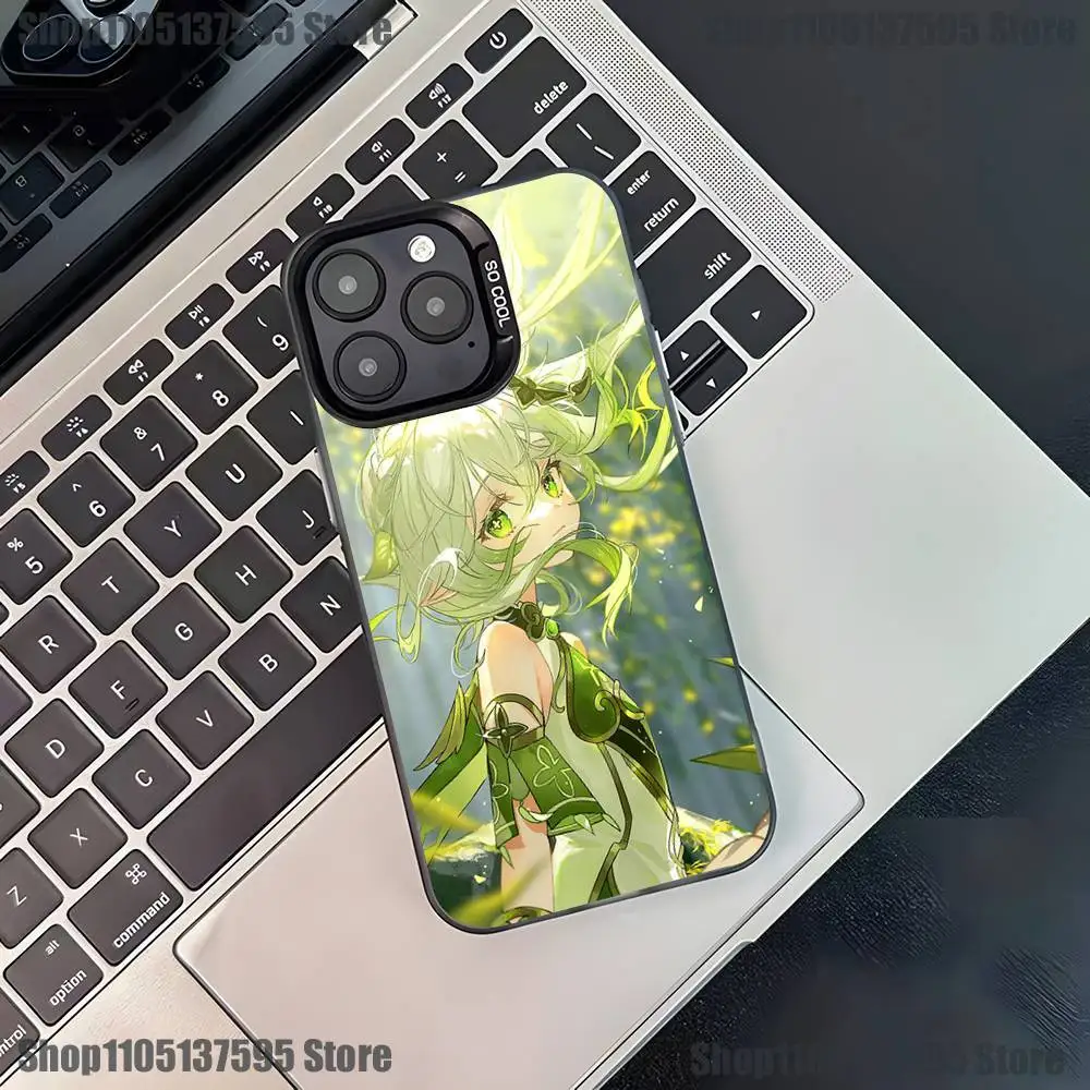 Custodia per telefono Anime G-Genshin Impact per iPhone 17,16,15,14,13,12,11,Pro,XS,Max,Plus,Mini,SE4,E Cover antiurto nera opaca