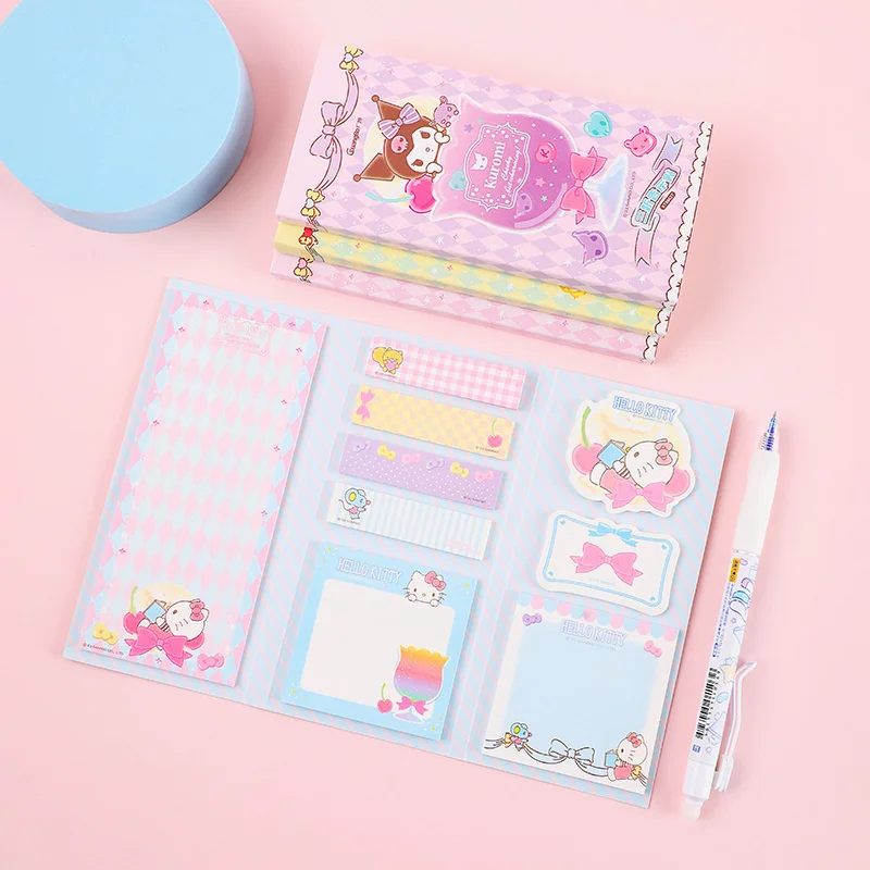 Imagem -04 - Sanrio Kitty Melody Sticky Notes Folding Memo Pad Etiqueta Bonito n Times Papelaria Notepad Bookmark Post Abastecimento Escolar Pcs por Lote