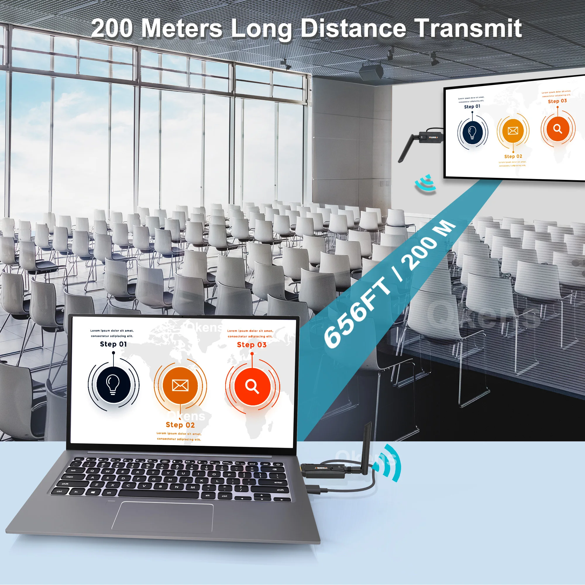 200M 5G Wireless Transmission Audio Video Transmitter Receiver HDMI Extender Computer Laptop PC To TV Projector Display Adapter