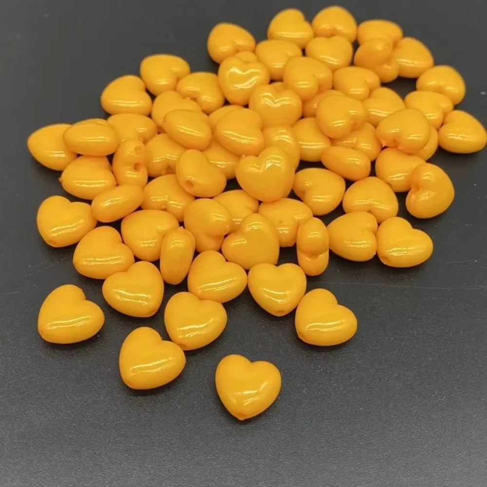 20Pcs/Lot 17mm Loose Spacer Beads Acrylic 2.5mm Aperture Heart Shape Beads Smooth Surface Solid Color Charm Beads