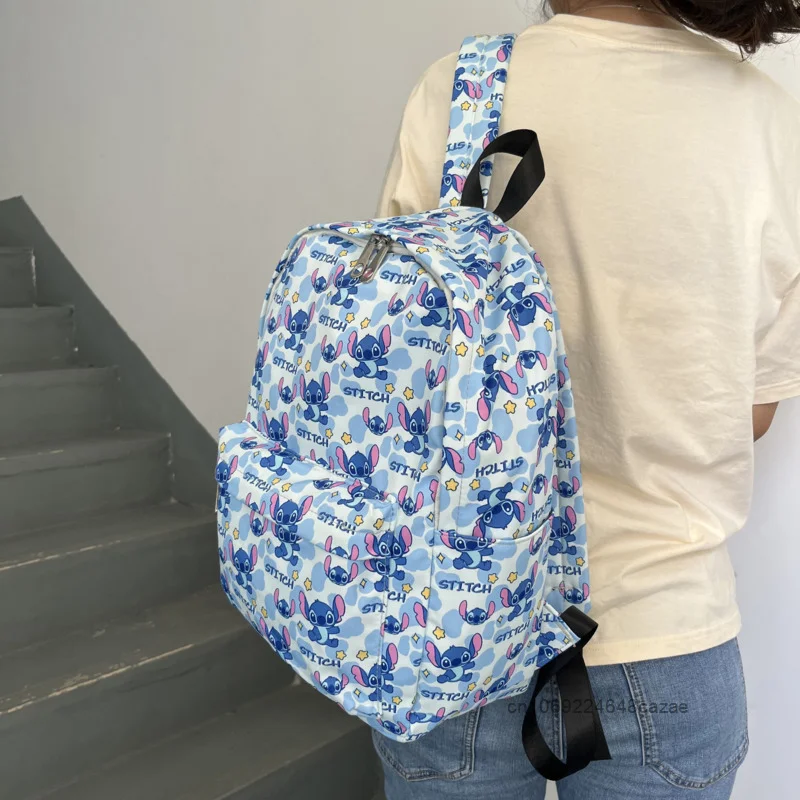 Disney Stitch Cute Printed Cartoon Backpack Korean Version Kawaii Travel Leisure Bag Sweet Y2k Girl Large Capacity Shoulders Bag