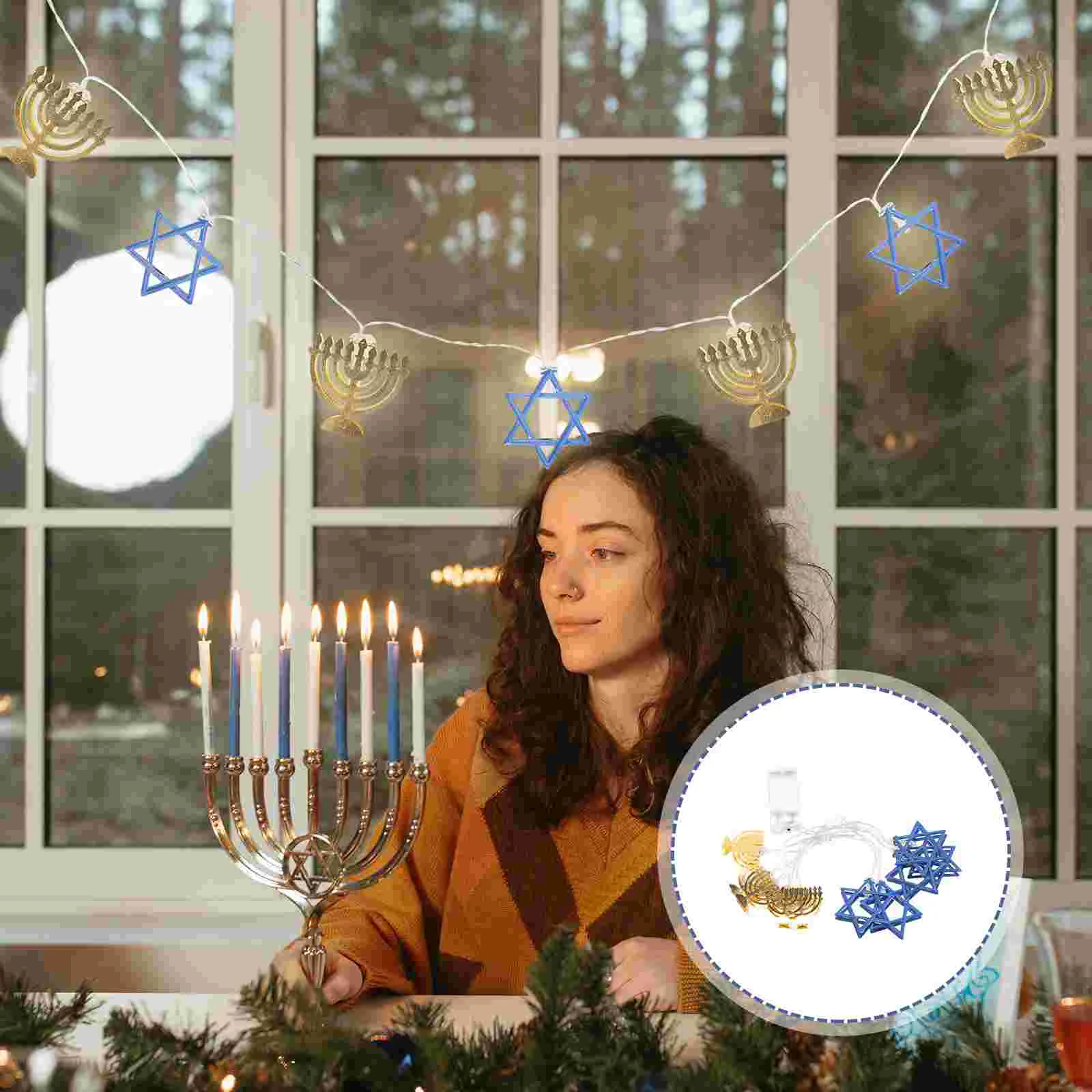 Suportes Hanukkah String Lights Fontes para festas Fairy Star Indoor Favors Decorações