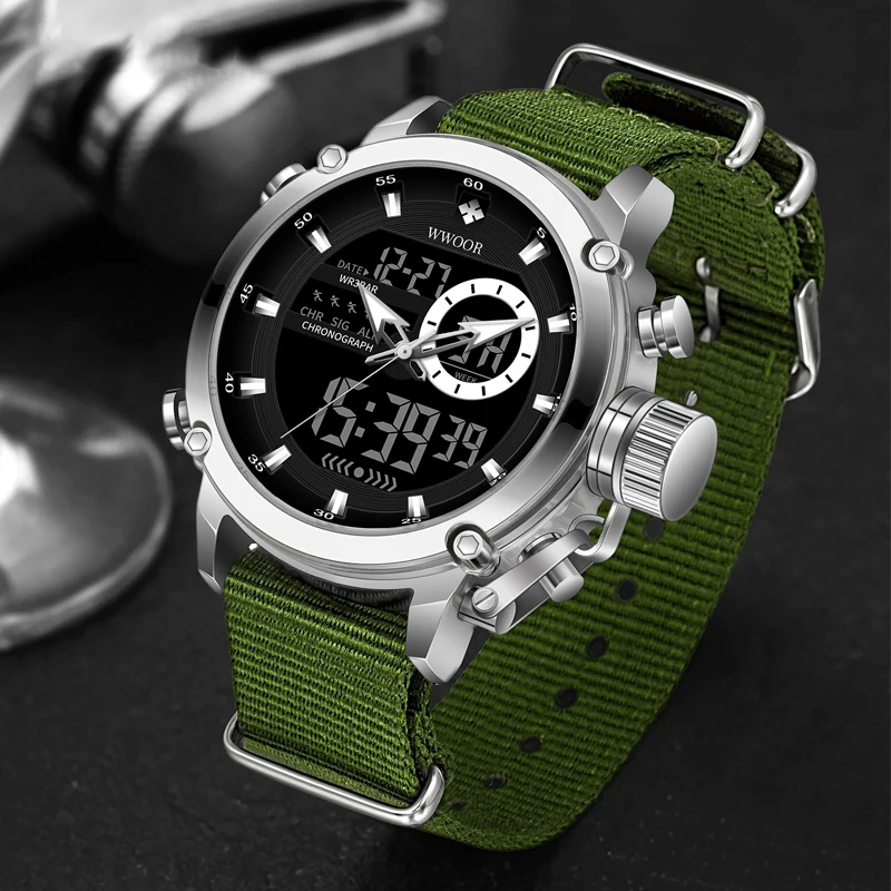 WWOOR Fashion Watches For Men Luxury Business Digital Wristwatch Military Sports Quartz Male Watch Waterproof Clock Montre Homme