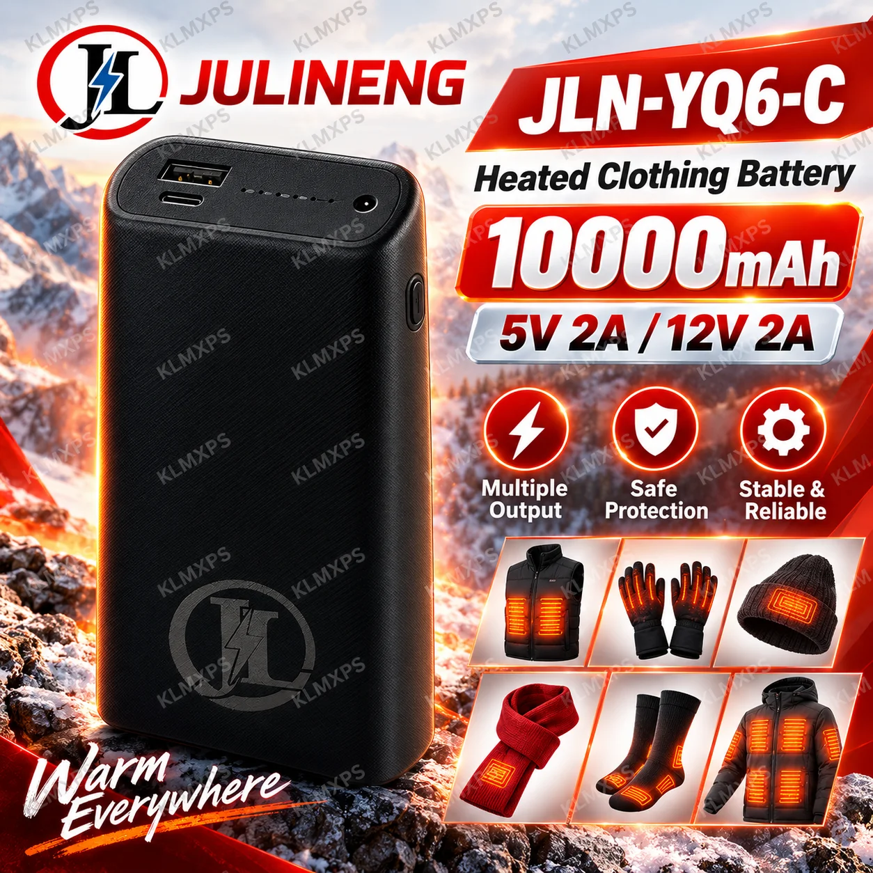 Heated Vest Battery - YQ6-C 10000mAh Wiederaufladbare Lithium-Batterie mit DC-Ausgang