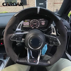 Black Suede Car Steering Wheel Cover for Audi TT (8S) 2014-2019 TTS 2014-2019 TT RS 2016-2019 R8 (4S) 2015-2019