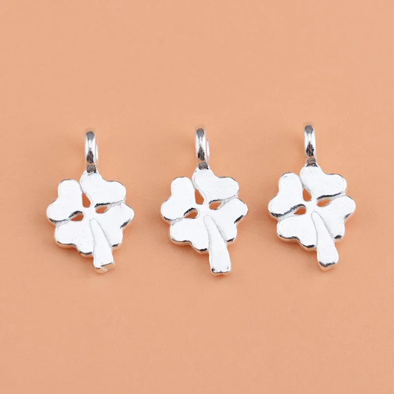 5PCS 925 sterling silver accessories, mini clover pendant, clover pendant, handmade DIY bead materialjavascript