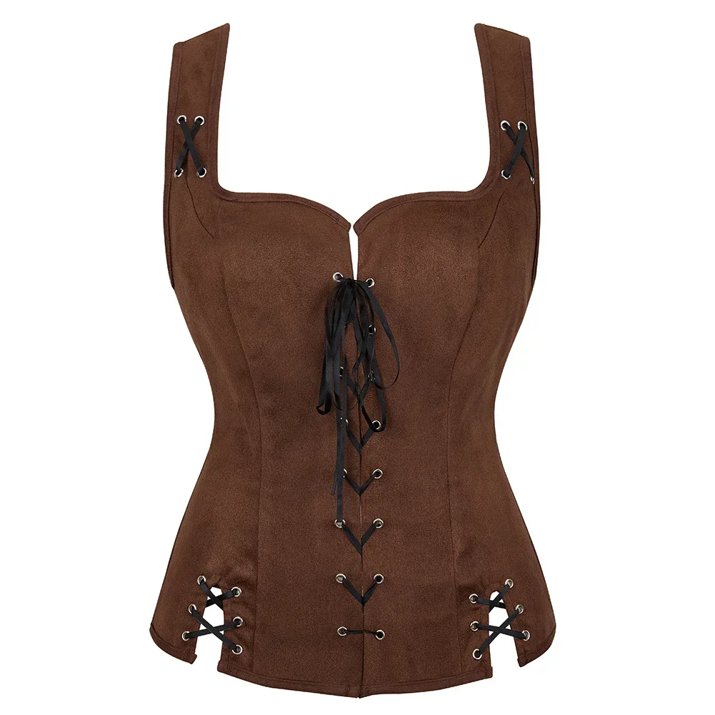 Pirate Costume Steampunk Gothic Women Corsets Vest Plus Size Medieval Off Shoulder Blouse Tops 2 Pieces Sets Renaissance Vest - view 2