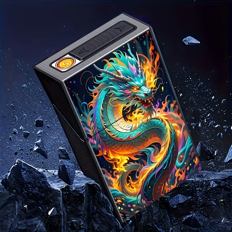 20 Thick Cigarette Case Tungsten Wire Igniter USB Charging Lighter Outdoor Waterproof and Moisture proof Electronic Lighters New