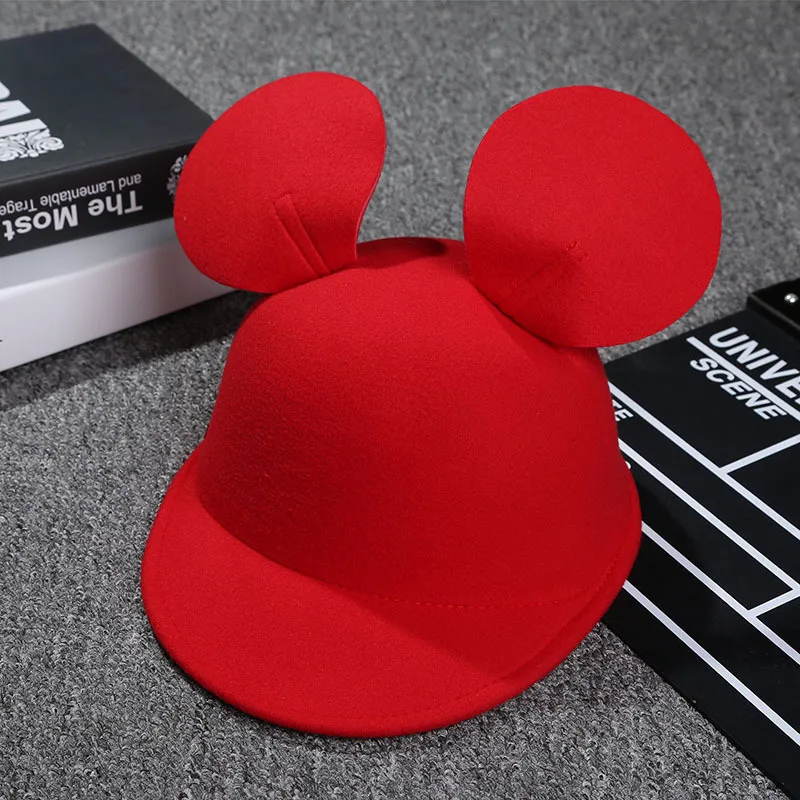 Disney Mickey Big Ears Solid Color Hat Women Classic Minnie Baseball Cap Girls Cartoon Fashion Unisex Headgear Kids Casual Gifts