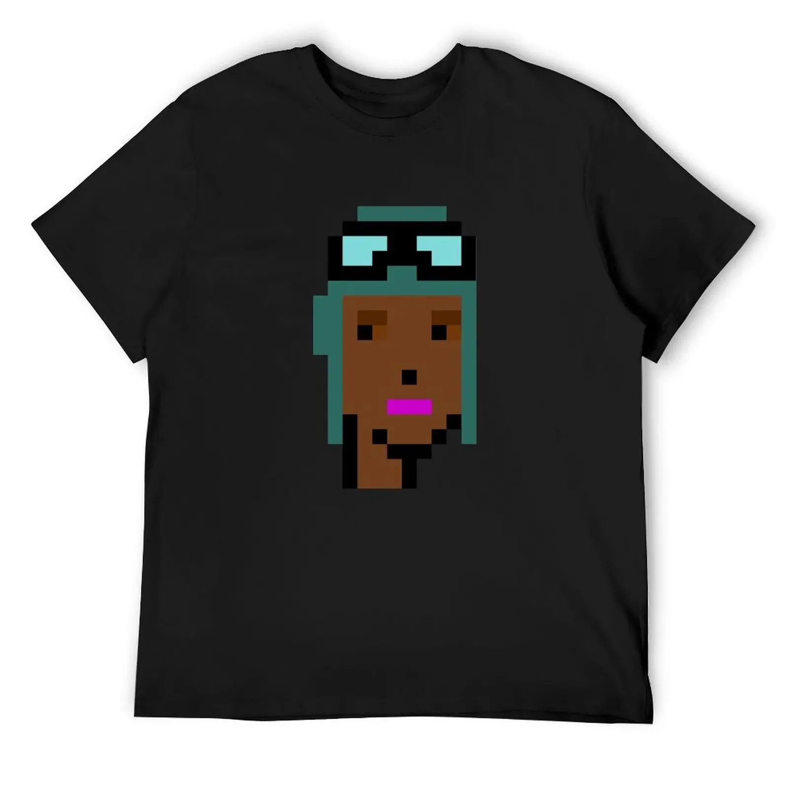 CryptoPunk #22 (Female with green hair and sunglasses) T-Shirt kawaii clothes anime custom shirt plain mens white t shirts