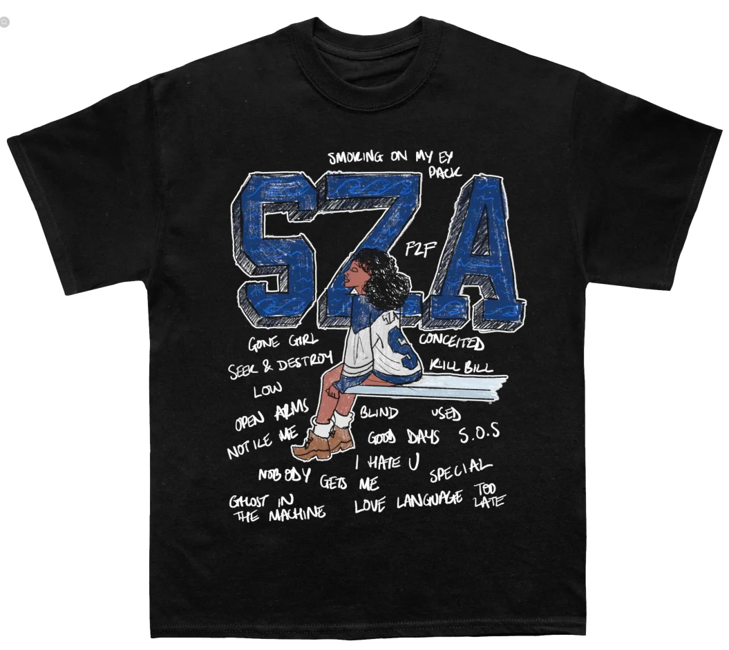 

2000s Vintage Casual Girl Sza Print Y2k Women's Short Sleeve O-Neck Streetwear Harajuku Gothic Tee Crop Top Women's Men Clothes