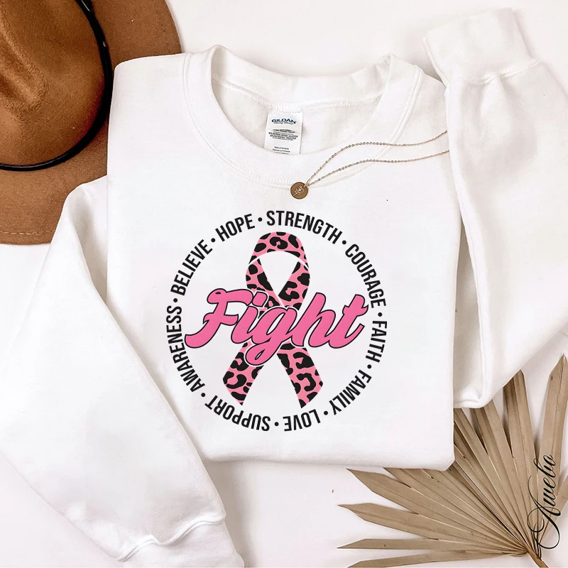 الوعي بسرطان الثدي الخريف البلوز المرأة مكافحة سرطان الثدي ليوبارد طباعة الكلاسيكية هوديي السرطان الشريط طباعة بلوزات