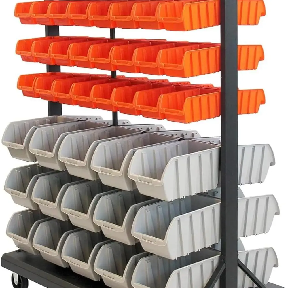 

Двусторонний 7-уровневый вращающийся стеллаж для хранения с 94 контейнерами, грузоподъемность 330 фунтов, 19,75 x 35,5 x 48, черный