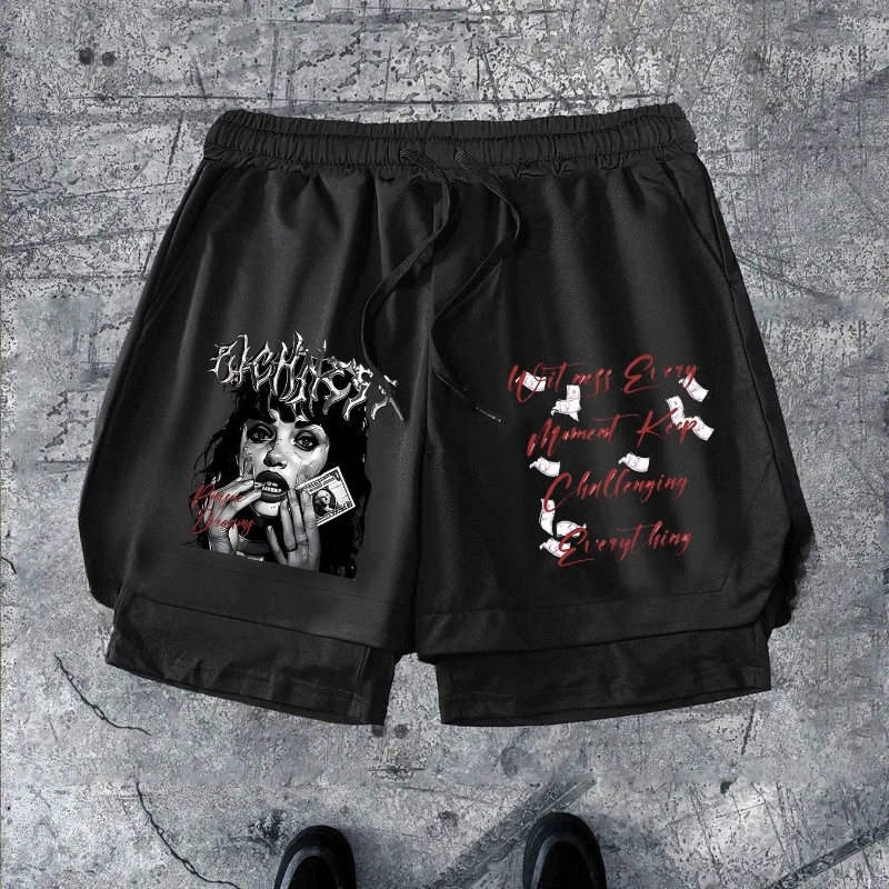 

Girls take money simple creative art print men's sports running shorts four seasons couple comfortable shorts