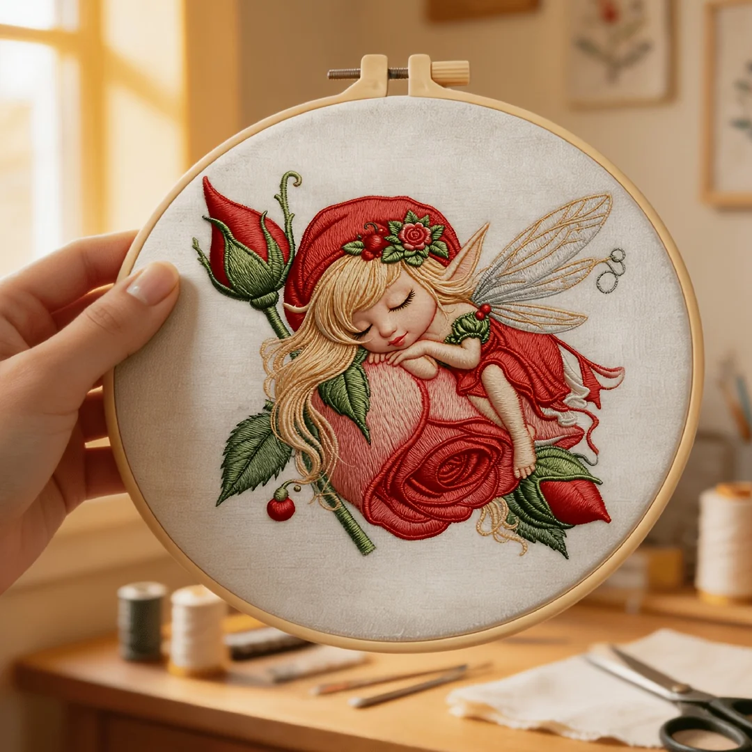 Komplettes DIY-Stickerei-Starter-Set mit bedrucktem Muster, Stoff, Farbigen Fäden, Nadeln, rundem Stickrahmen, Handarbeits-Nadelpunkt-Set für Erwachsene