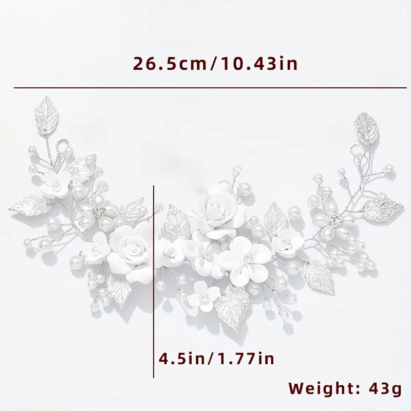 Ceramic Flower Hair Bands for Women Hair Wedding Accessories Bridesmaid Gifts Pearl Bridal Headband Elegant Wedding Headdress