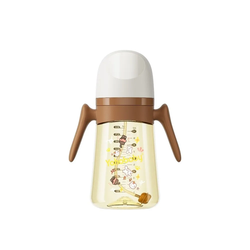 High Quality 300ml Baby Bottle 3 In 1 with Handle Water Cup Portable Anti Falling Silicone Straw Bottle Baby Feeding Supply