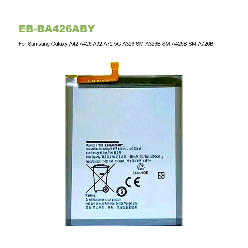 Replacement Mobile Phone Battery For Samsung Galaxy A42 A426 A32 A72 5G A326 SM-A326B SM-A426B SM-A726B EB-BA426ABY 5000mAh