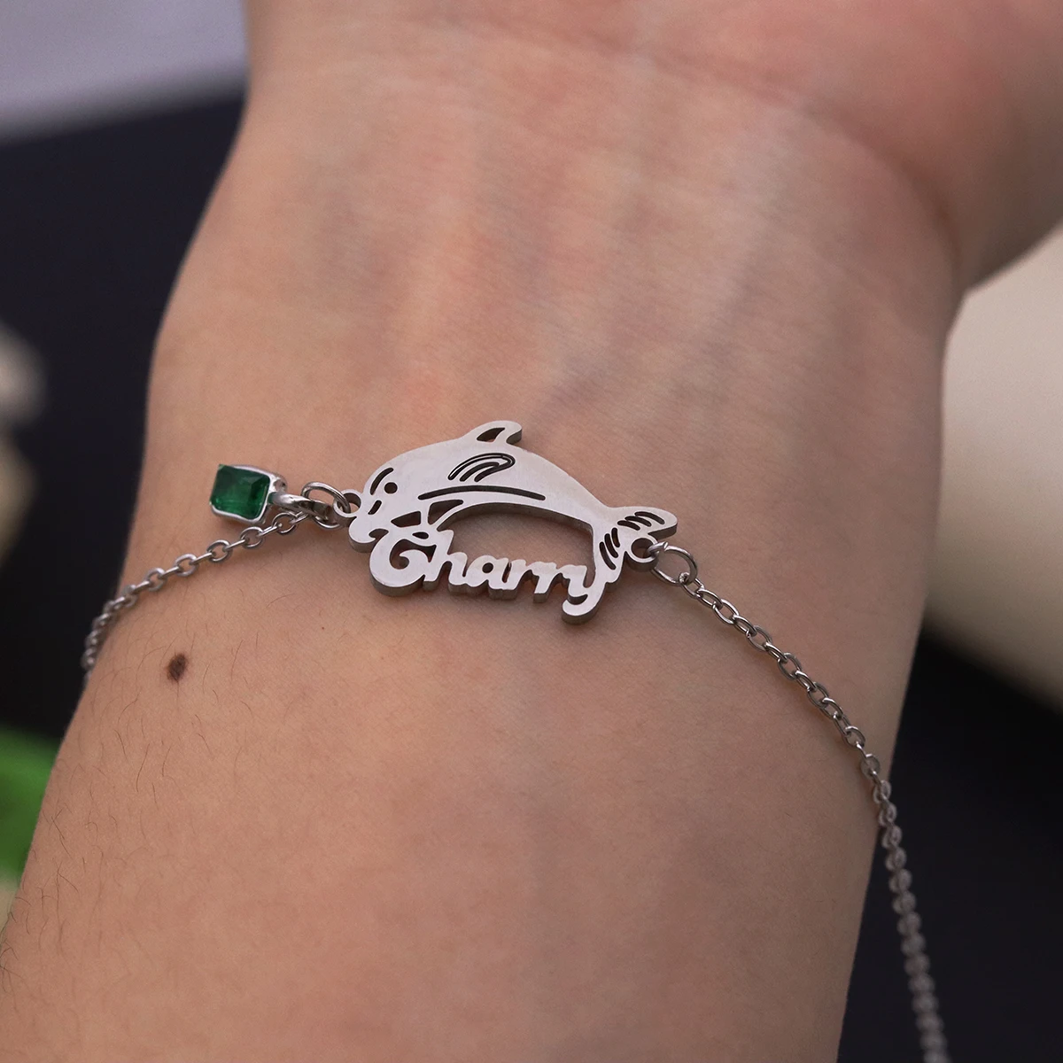 Todorova Custom Name Dolphin Couple Bracelet, Cute Animal Stainless Steel Jewelry, Personalized Gift for Her/Him & Ocean Lovers view 5