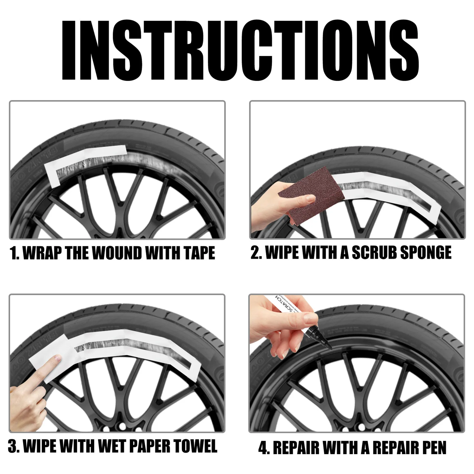 Car Wheel Rim Scratch Repair Kit Universal Markers & Fillers All Colors For Rims Quick And Easy To Use Auto Paint Accessories