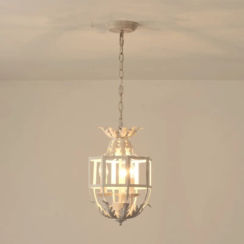 French rural birdcage chandelier, American retro creative dining room bedroom main light warm and romantic